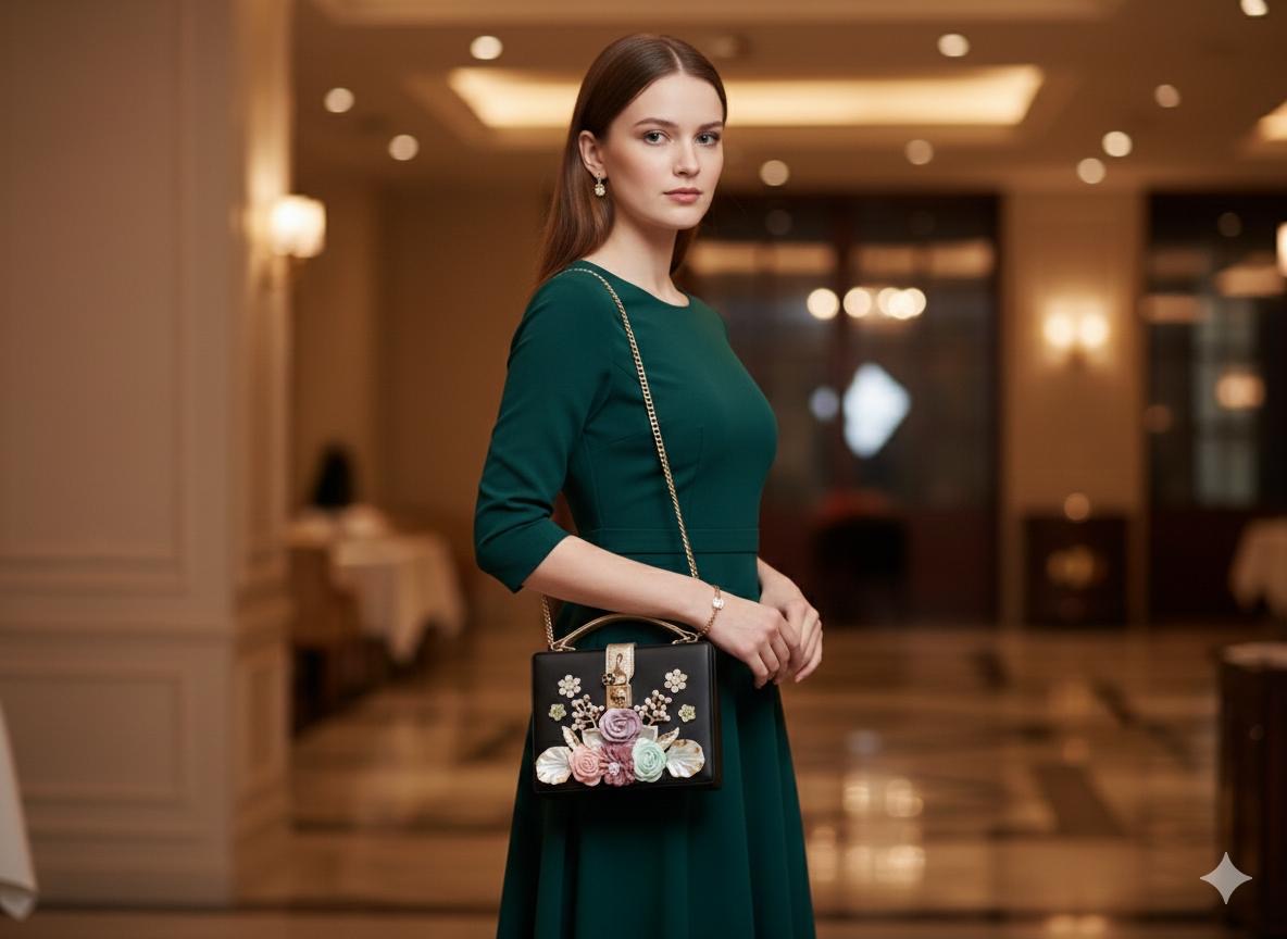 İlk Bakışta Aşk 💕 Çiçek Detaylı, İnci Işıltılı Özel Tasarım Kadın Çanta