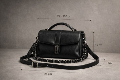 Zerva Noir Siyah Zincir Detaylı Kadın Omuz  ve El Çantası